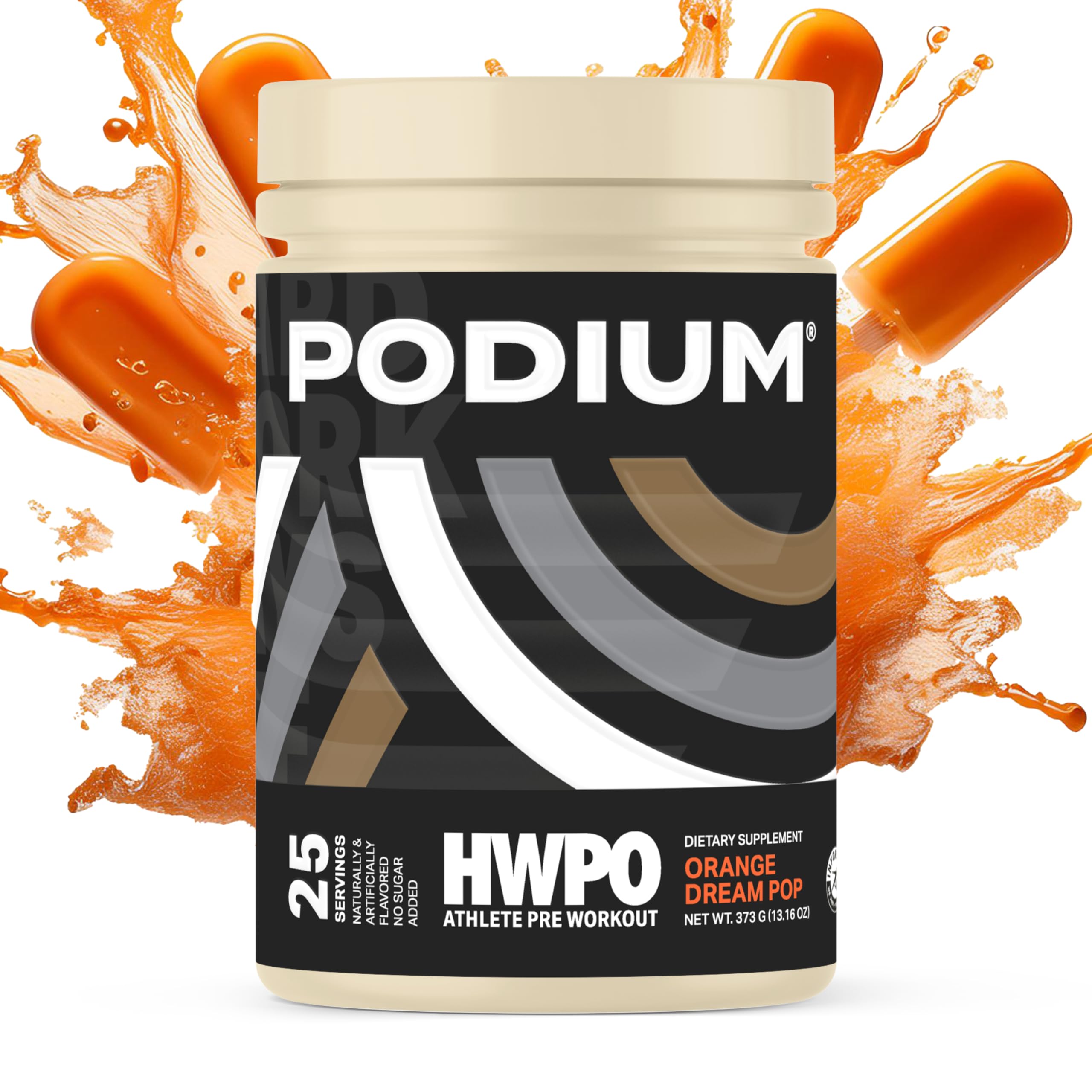Podium Nutrition Pre Workout Powder - Orange Dream Pop Flavor, 25 Servings | Beta Alanine & Caffeine Boost for Athletes | Gluten Free, Soy Free, Dairy Free | Perfect for Gym, Running & High-Intensity Training