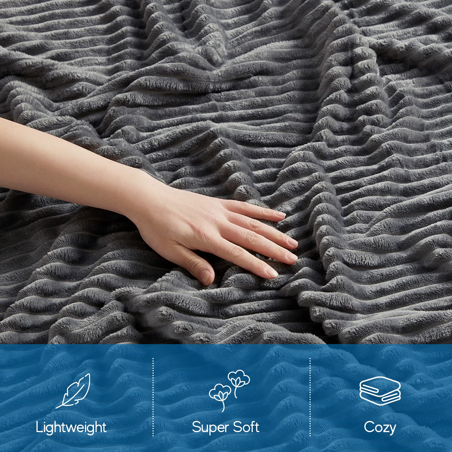 Nestl Soft Twin Fleece Blanket - Ultra Cozy 90x90 Inch Grey Plush Blanket for Bed | Warm Fuzzy Throw for Couch, Sofa & Winter Nights | Perfect Gift for Family & Friends