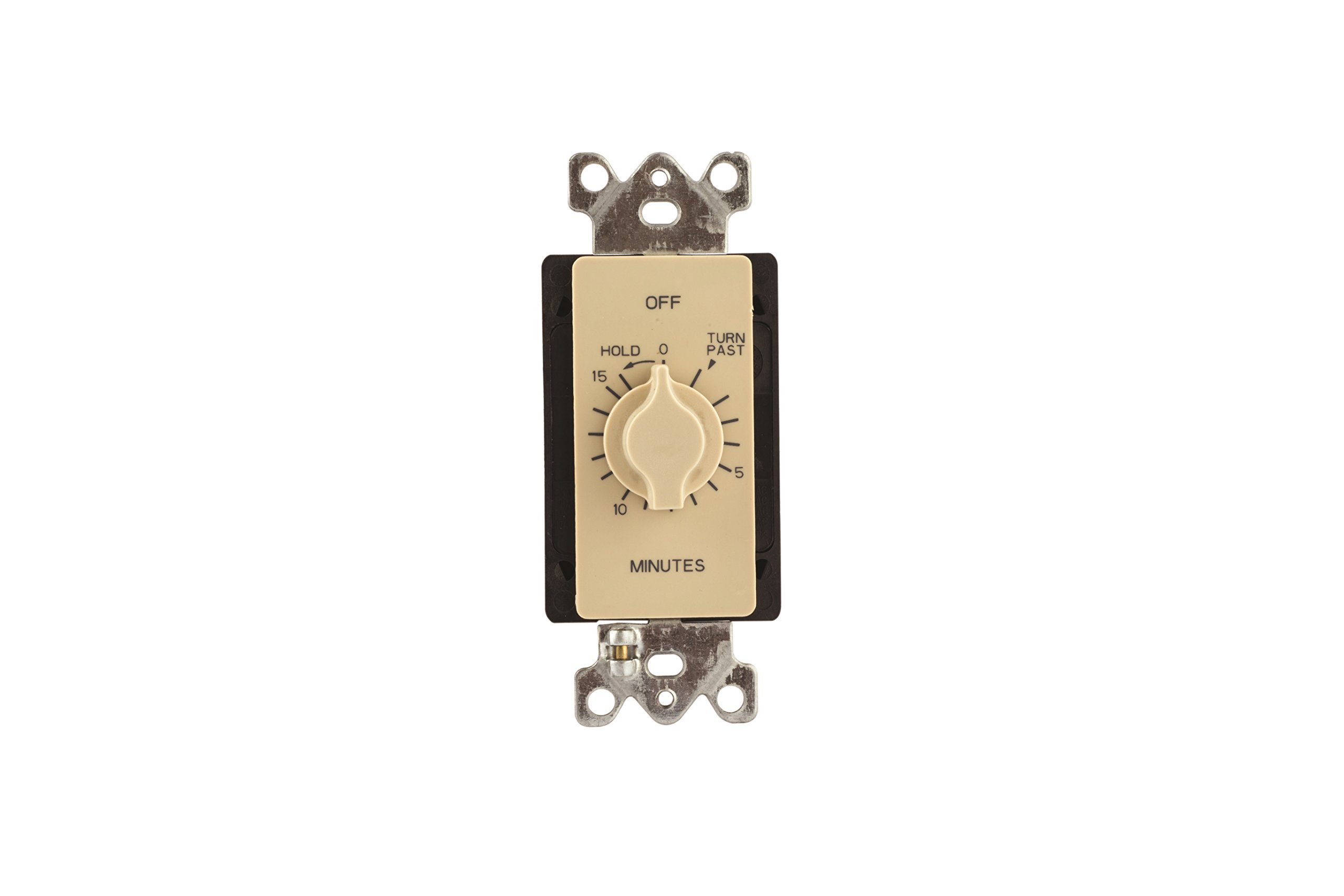 Auto-Off Springwound In-Wall Timer Switch with 15-Minute Countdown & Hold Function - Ivory - Perfect for Bathroom Fans, Kitchen Lights & Home Automation
