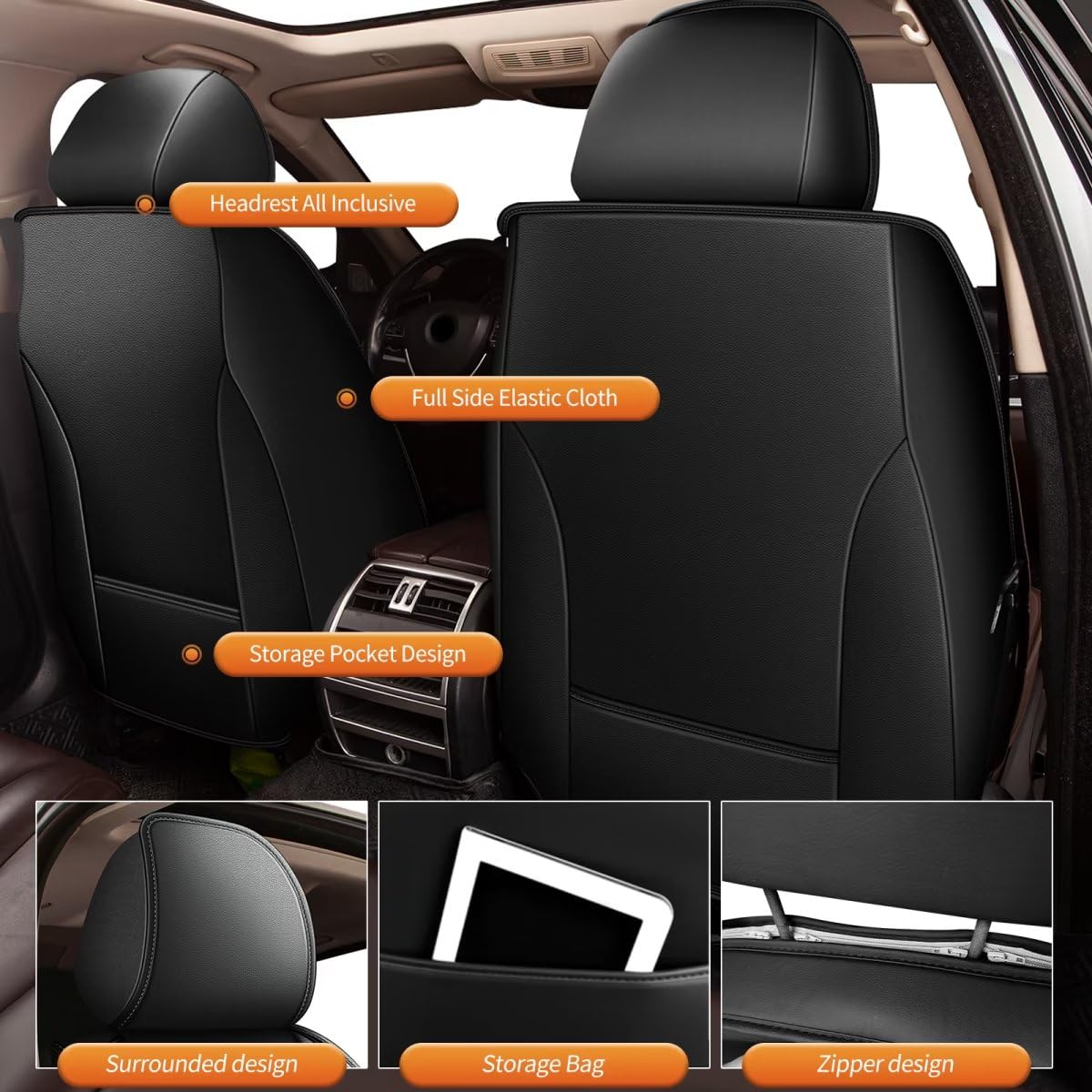 Premium Faux Leather Car Seat Covers for 2019-2025 Chevrolet Blazer - Custom Fit Waterproof Front & Rear Seat Protectors (2 Rows 5 Seats, Black) | Perfect for Road Trips, Daily Commutes & Family Protection