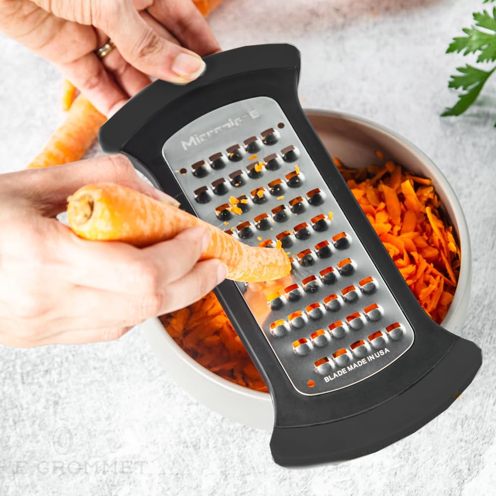 Microplane Extra Coarse Grater Bowl - Best for Cauliflower Rice, Cheese & Zucchini - Durable Black & Grey Kitchen Tool - Perfect for Meal Prep & Healthy Cooking