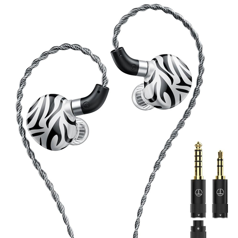 TRN White Tiger Hybrid Dual Dynamic Driver & Planar Diaphragm 0.78mm 2Pin HiFi Earphones (No Mic) - Audiophile IEMs for Music Production, Gaming & Critical Listening