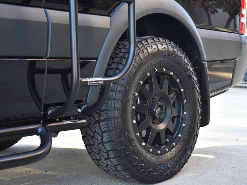 Aluminess Mercedes Sprinter Nerf Bars (2007+) for 144WB - Heavy Duty Side Steps & Running Boards for Off-Road & Van Life Adventures