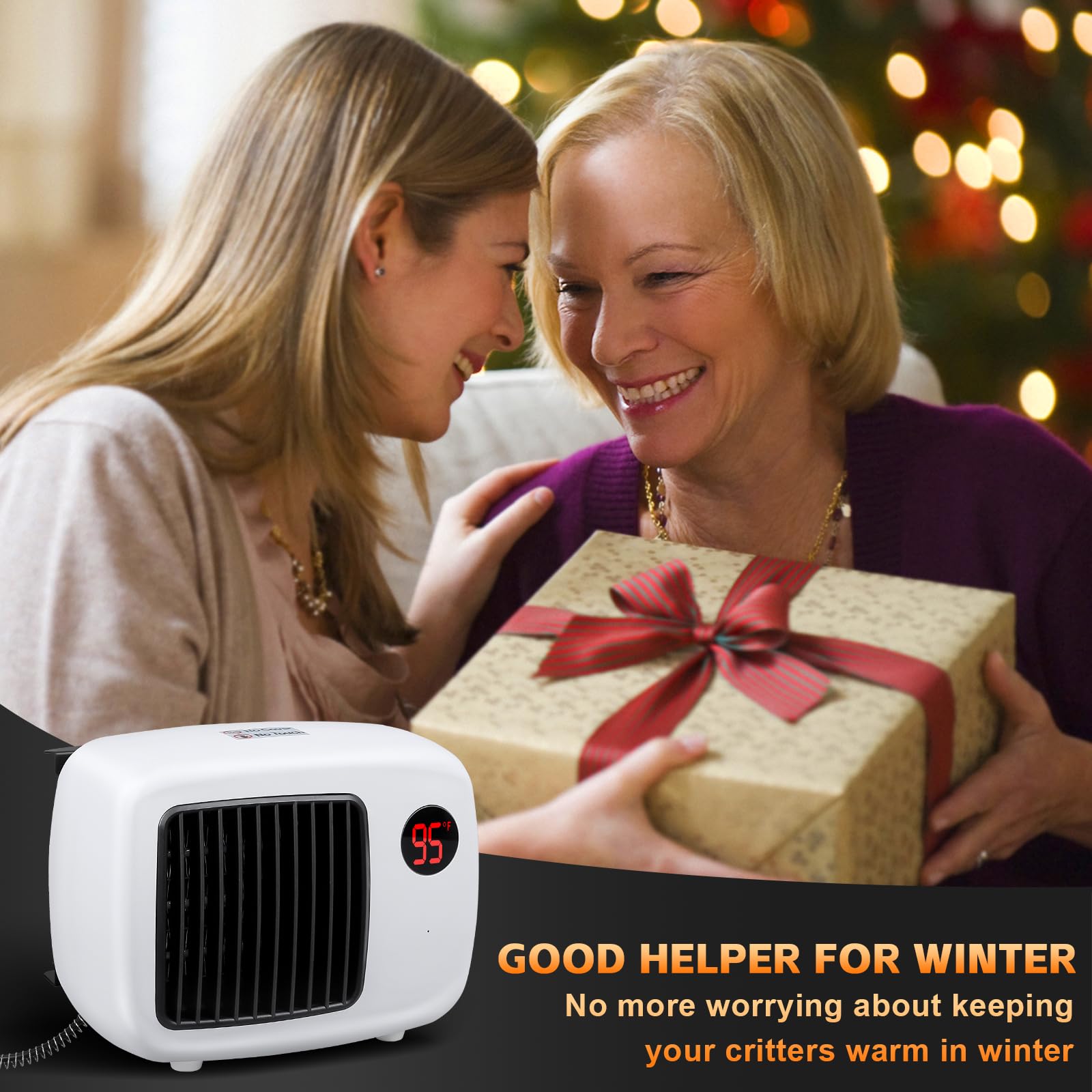 Dog House Heater with Thermostat - 300W/600W Wall-Mounted Pet Heater with Anti-Chew Cord & Overheat Protection - Ideal for Dog Kennels, Cat Cages, Chicken Coops & Outdoor Pet Houses - Keep Your Pets Warm in Winter