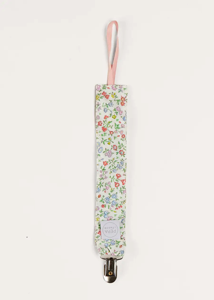 Cordelia Liberty Floral Pacifier Clip for Baby Girls - Pink Dummy Holder with Adjustable Strap | Perfect for Infants, Strollers, and Car Seats