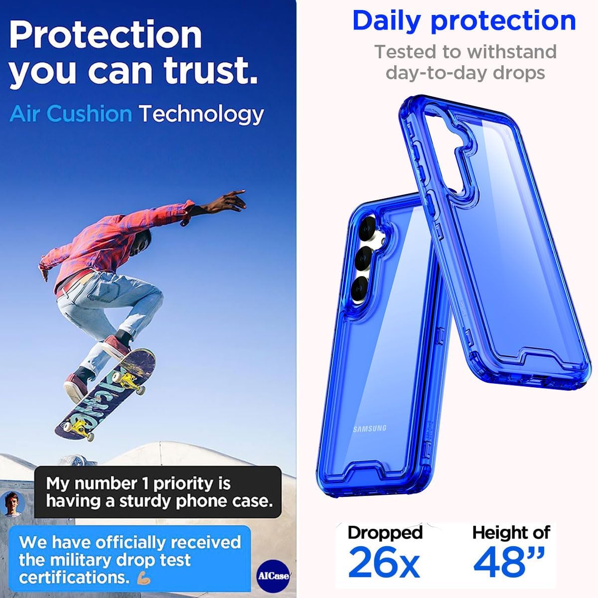 Samsung Galaxy S24/S25 Plus 3-Layer Crystal Clear Protective Case - Slim Fit, Shockproof & Scratch Resistant Cover for Everyday Use, Work & Travel