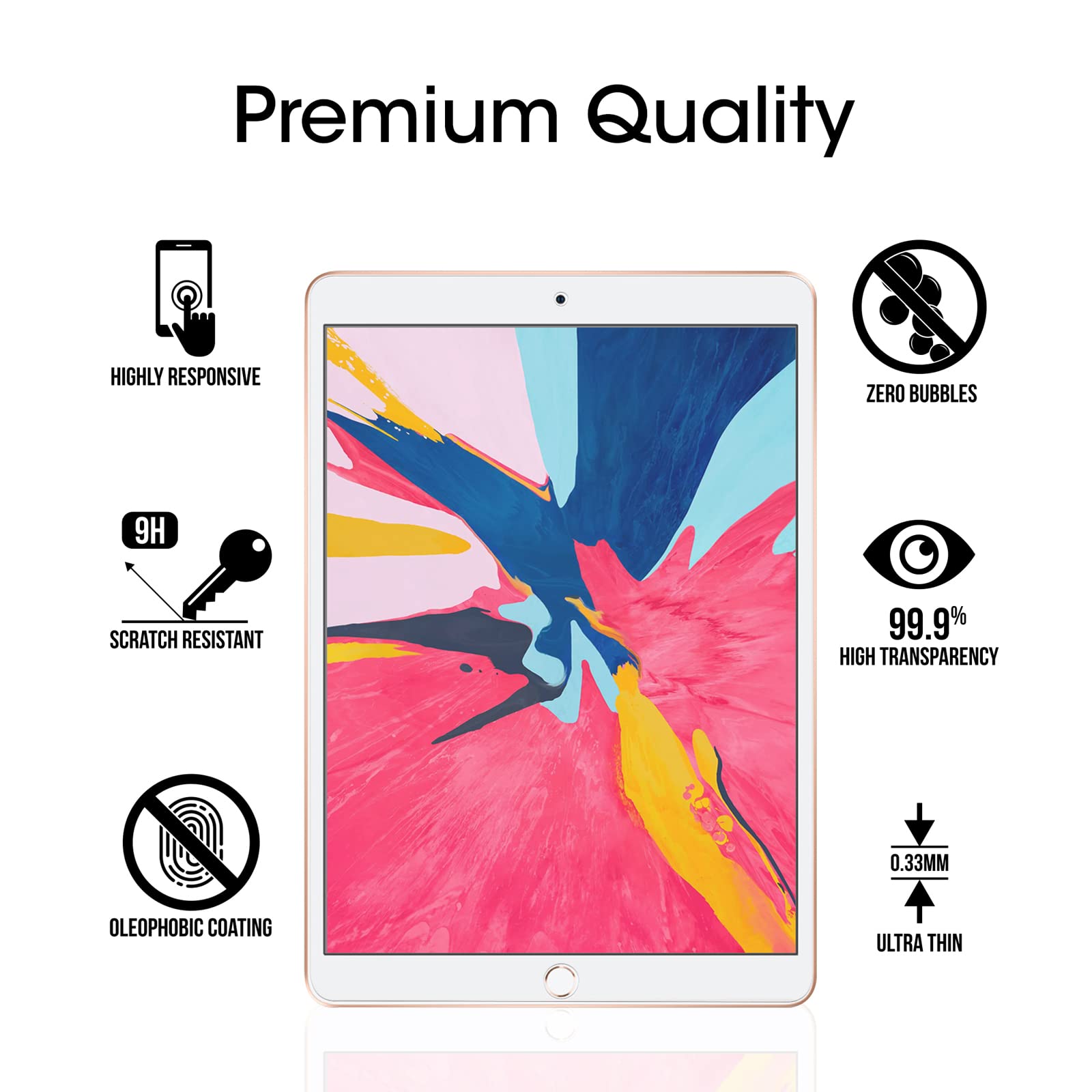 amFilm Tempered Glass Screen Protector for iPad Air 3 & iPad Pro 10.5