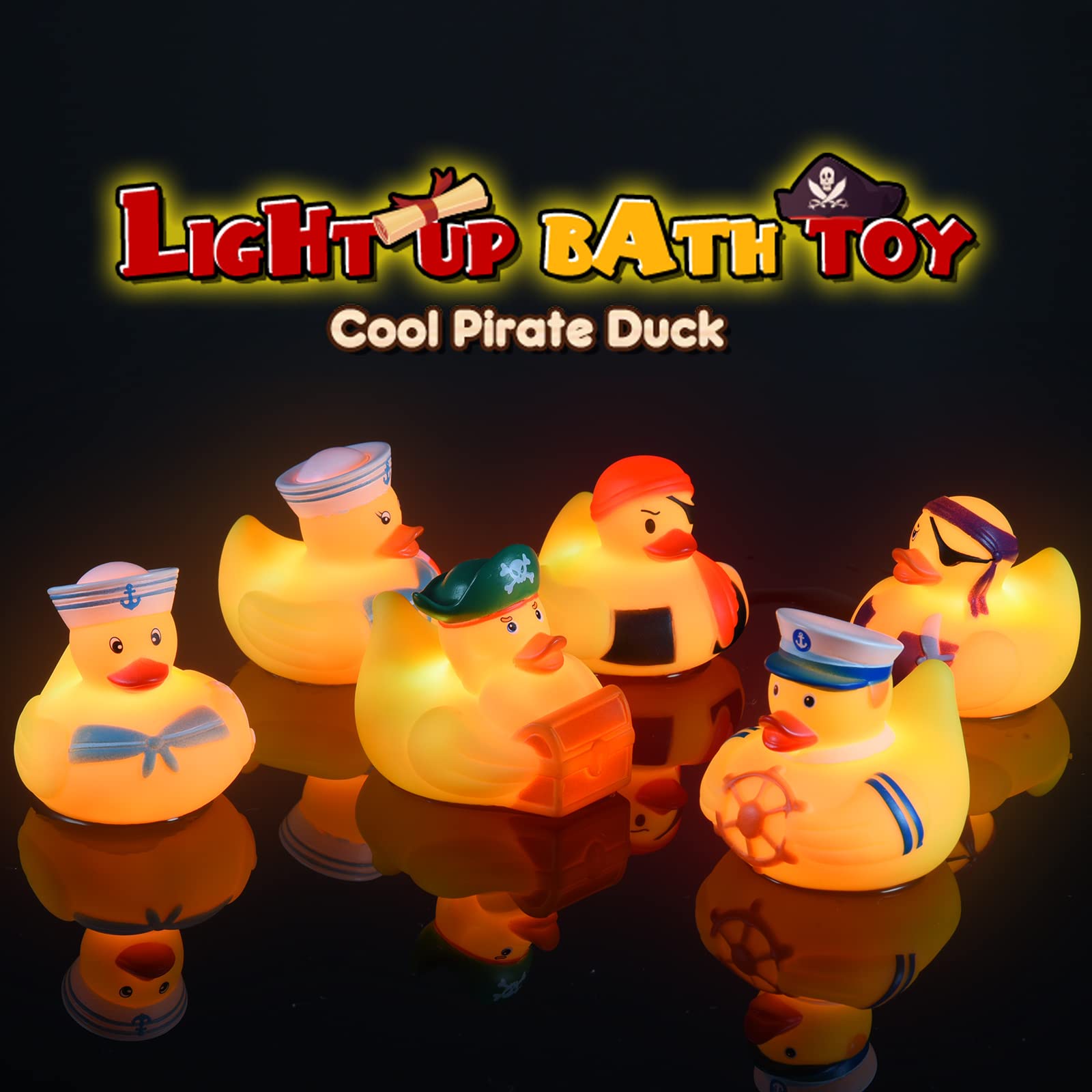 Light Up Rubber Duck Bath Toys for Kids 1-5 Years - Sensory Bath Time Fun