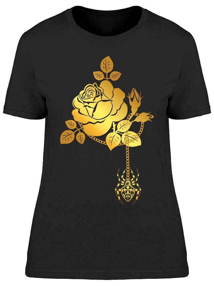 Smartprints Rose Spider and Leaves T-Shirt for Women - Stylish Graphic Tee for Casual Wear, Outfits & Everyday Fashion