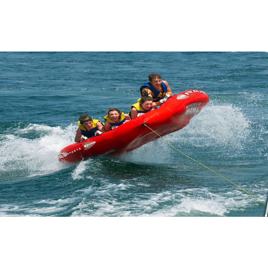 Inflatable Rave Mega Mambo 4 Person Towable Tube for Water Sports - Perfect for Lakes, Rivers & Beach Fun with Friends & Family