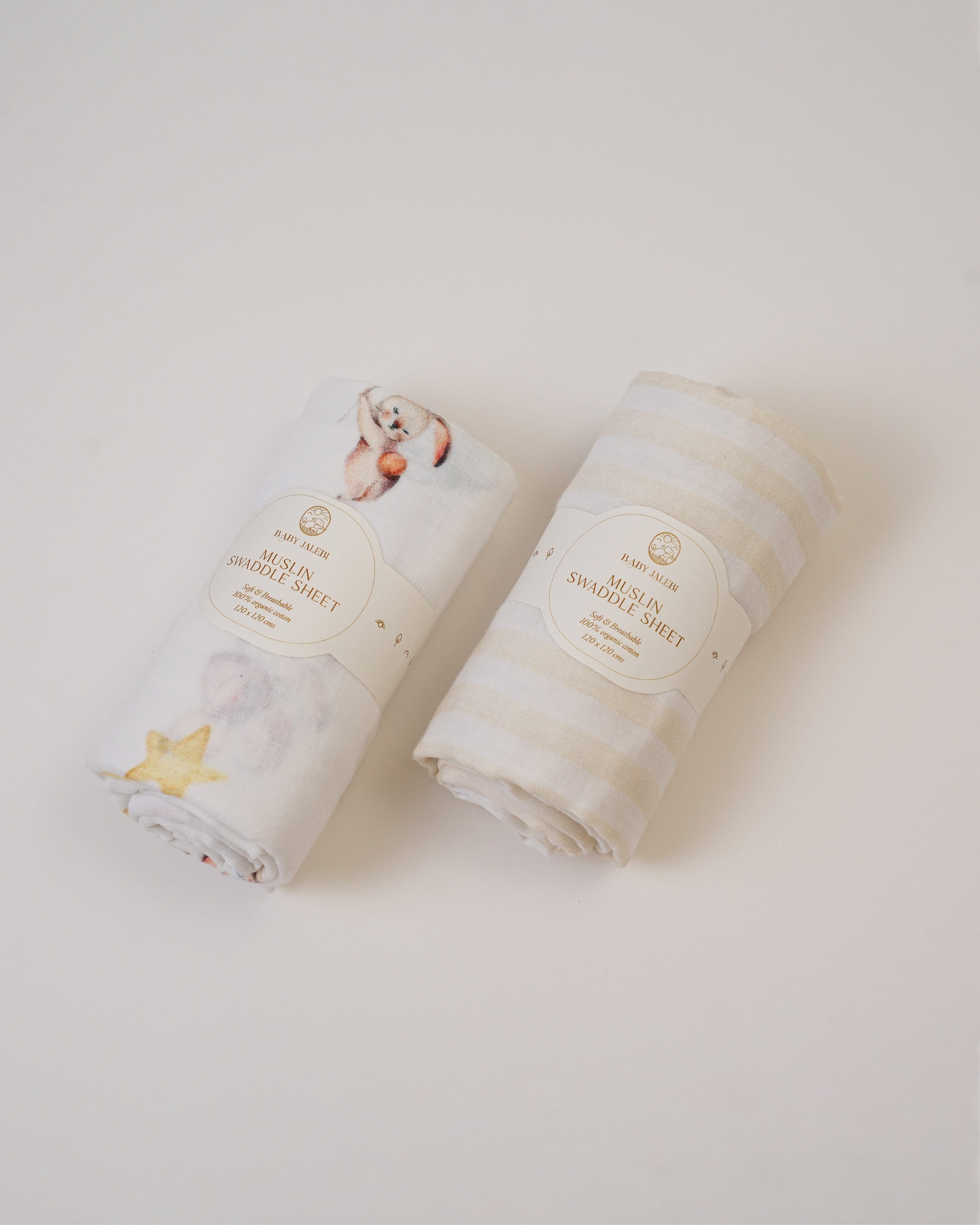 Organic Muslin Swaddle Blanket Set - Soft Breathable Baby Swaddles for Newborns | Perfect for Sleeping, Swaddling & Nursing - 3 Pack Cloud Design