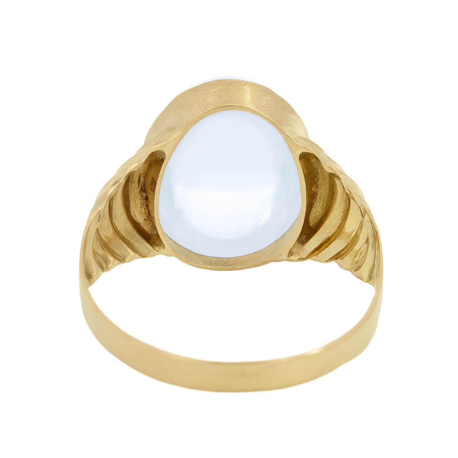 Vintage 18K Gold Moonstone Statement Ring - Swedish Inspired Jewelry for Women, Elegant Cocktail Party & Evening Wear Accessory