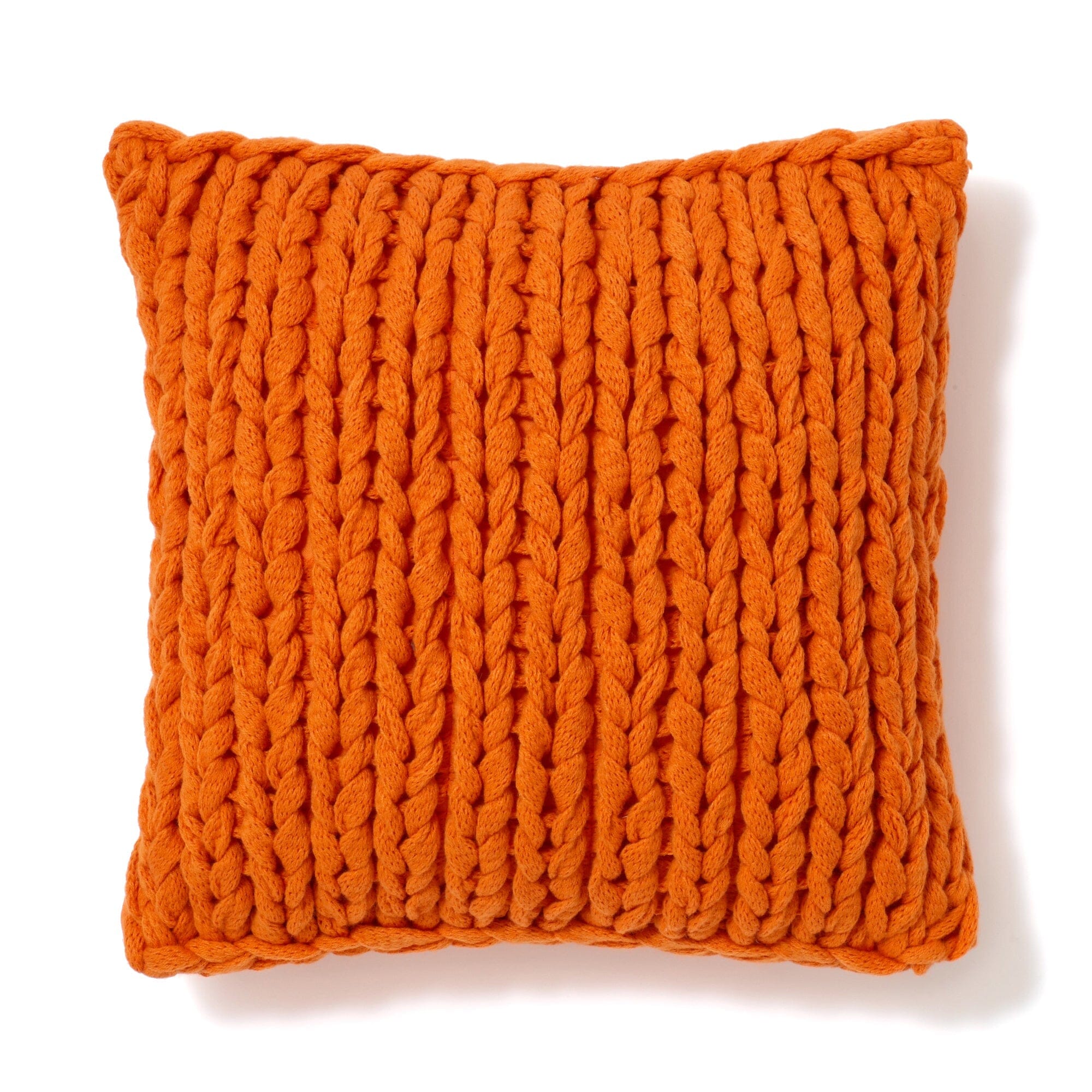 Chunky Knit Cushion Cover 45x45cm Orange - Soft Handmade Boho Pillow Case for Sofa, Bed, Living Room Decor