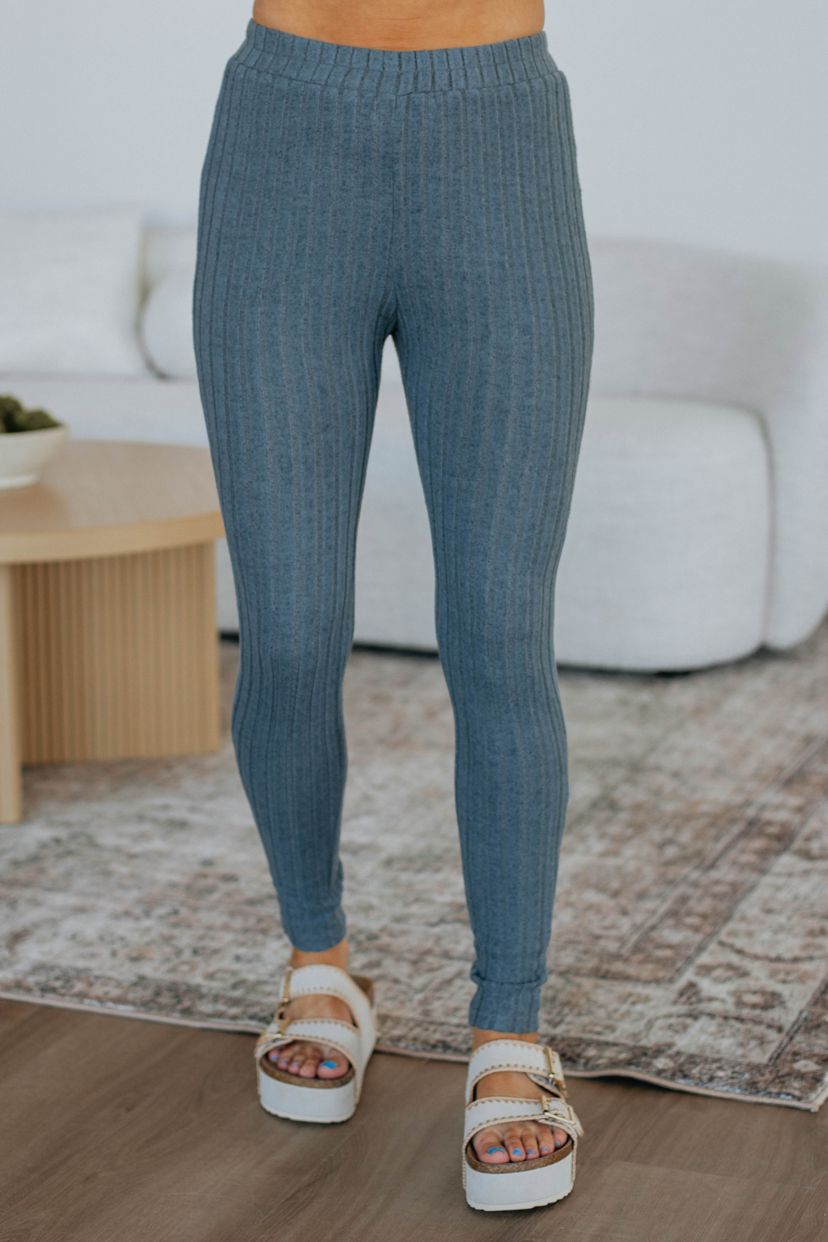 Get Cozy Leggings for Women - High Waisted Stretchy Yoga Pants in Slate Gray - Perfect for Workout, Lounge & Everyday Wear