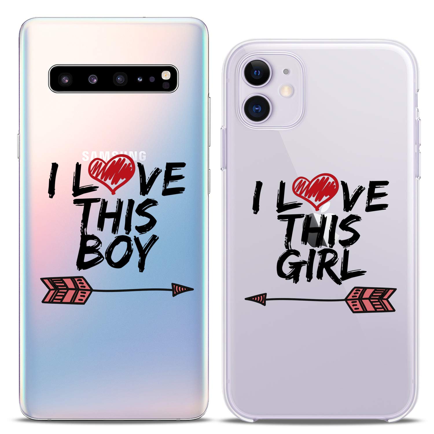 Matching Couple Phone Cases for iPhone 16/15/14/13/12/11 Pro Max/Mini/Xs/X/8 Plus/7+/Xr/SE - Cute Silicone Cover for Boyfriend & Girlfriend, Anniversary Gift for Him & Her - Perfect for Couples, Dating & Romantic Occasions