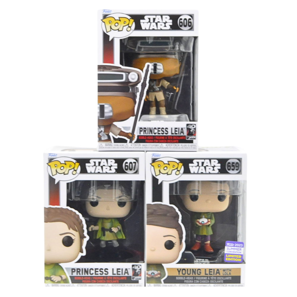 Star Wars Princess Leia Funko Pop! Vinyl Figure Bundle - 3-Pack Collectible Set for Fans & Gift Ideas | Perfect for Display, Movie Nights & Star Wars Themed Parties