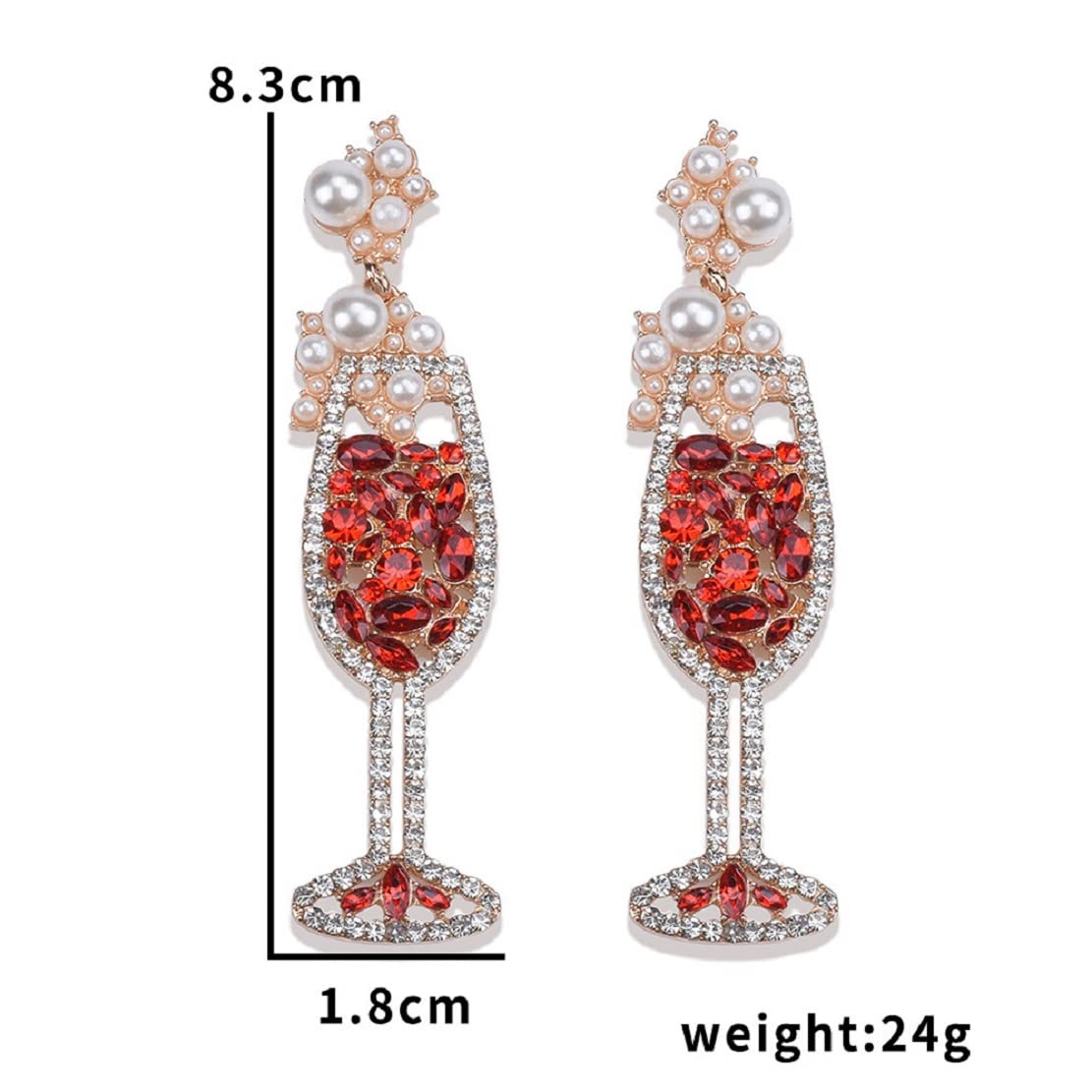 Hypoallergenic Sterling Silver Wine Glass Earrings for Women - Elegant Beaded Champagne Drop Dangle Earrings with Pearls | Perfect for Parties, Weddings & Wine Tasting Events