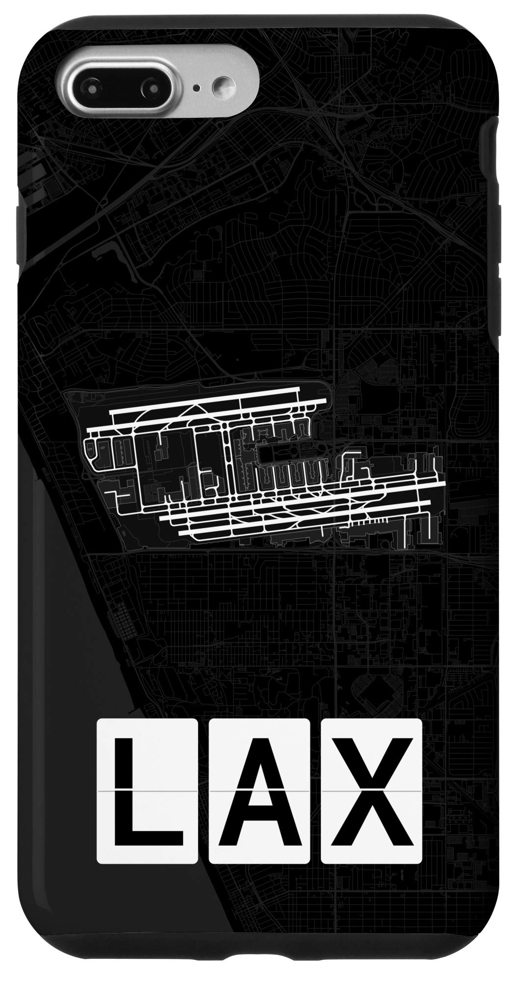 Premium iPhone 7 Plus/8 Plus Protective Case with LAX Airport Map Design - Durable Slim Fit Dark Cover for Travel & Commuting - Perfect Gift for Frequent Flyers & Aviation Enthusiasts