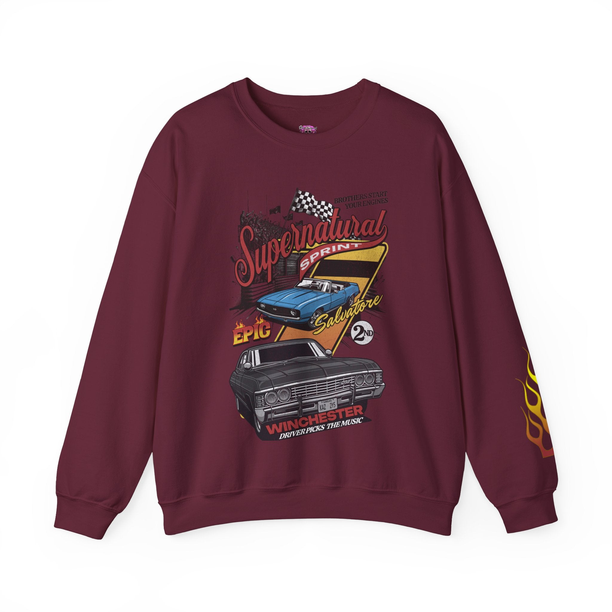 Supernatural Sprint Distressed Crewneck Sweatshirt - Vintage Style Pullover for Men & Women - Casual Streetwear for Running, Gym & Everyday Wear