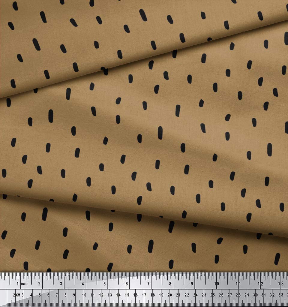 Soimoi Moss Georgette Brown Fabric by The Yard - 42 Inch Wide Brush Stroke Abstract Printed Textile for Dresses, Scarves & Home Decor - Artistic Flowy Fabric for DIY Fashion & Bohemian Decor Projects