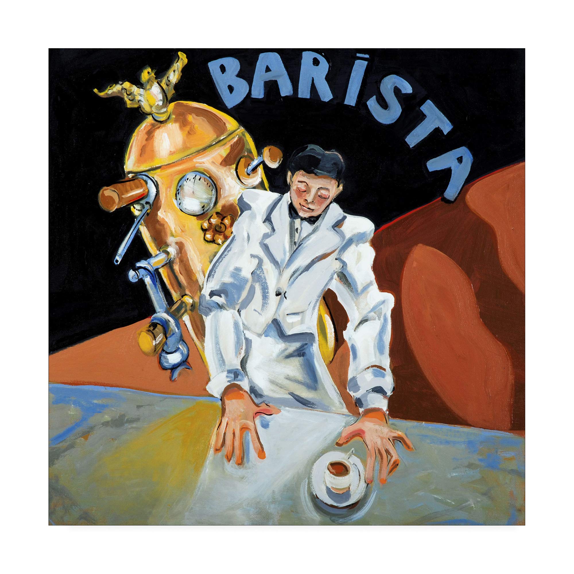 Barista Garcon by Patricia A. Reed - 35x35 Premium Canvas Art Print for Coffee Shop & Home Decor | Perfect for Cafés, Restaurants & Living Room Wall Art