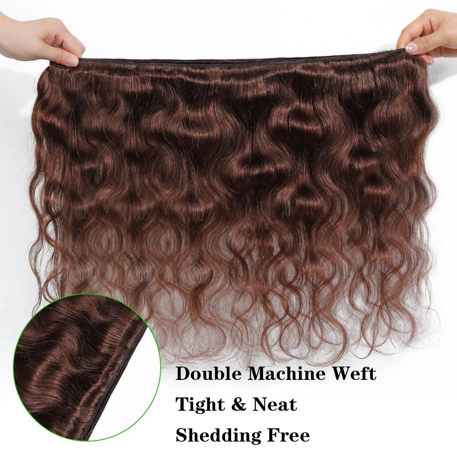 **Kapelli 10A Brazilian Virgin Human Hair Bundles - Light Brown Body Wave (#4, 16