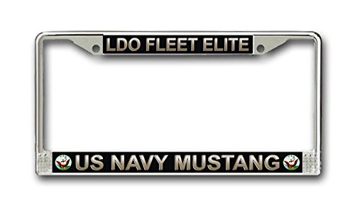 MilitaryBest Navy LDO Fleet Elite License Plate Frame - Durable Metal Car License Plate Holder for Navy Veterans & Supporters - Perfect for Trucks, Cars & Motorcycles
