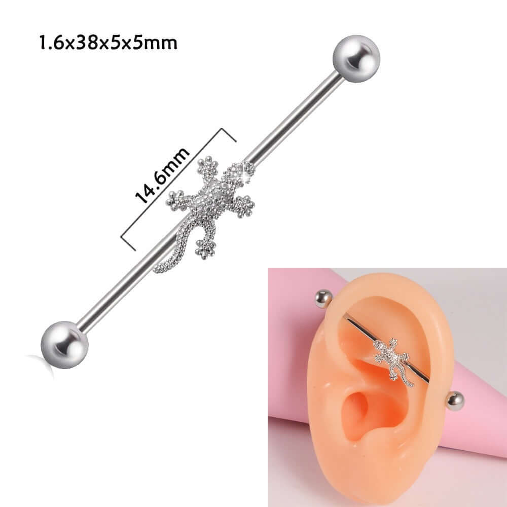 14g Silver Scorpio Insect Industrial Barbell Body Jewelry - Belly Button & Nose Piercing Bar | Perfect for Gothic, Punk & Alternative Fashion Styles