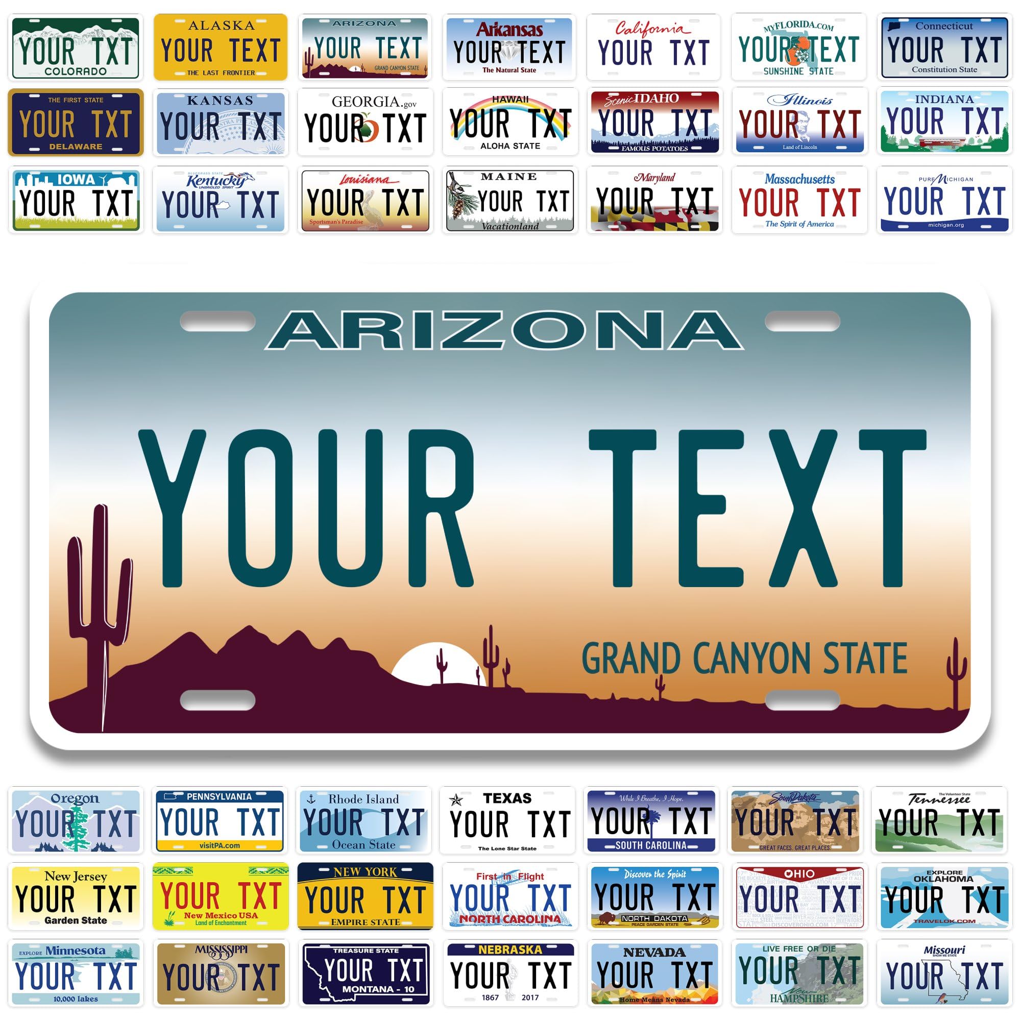 Custom Arizona License Plate - Personalized 6x12 Inch Metal Car Tag - Choose from 50 US States - Made in USA - Perfect for Cars, Trucks, Motorcycles & Collectors