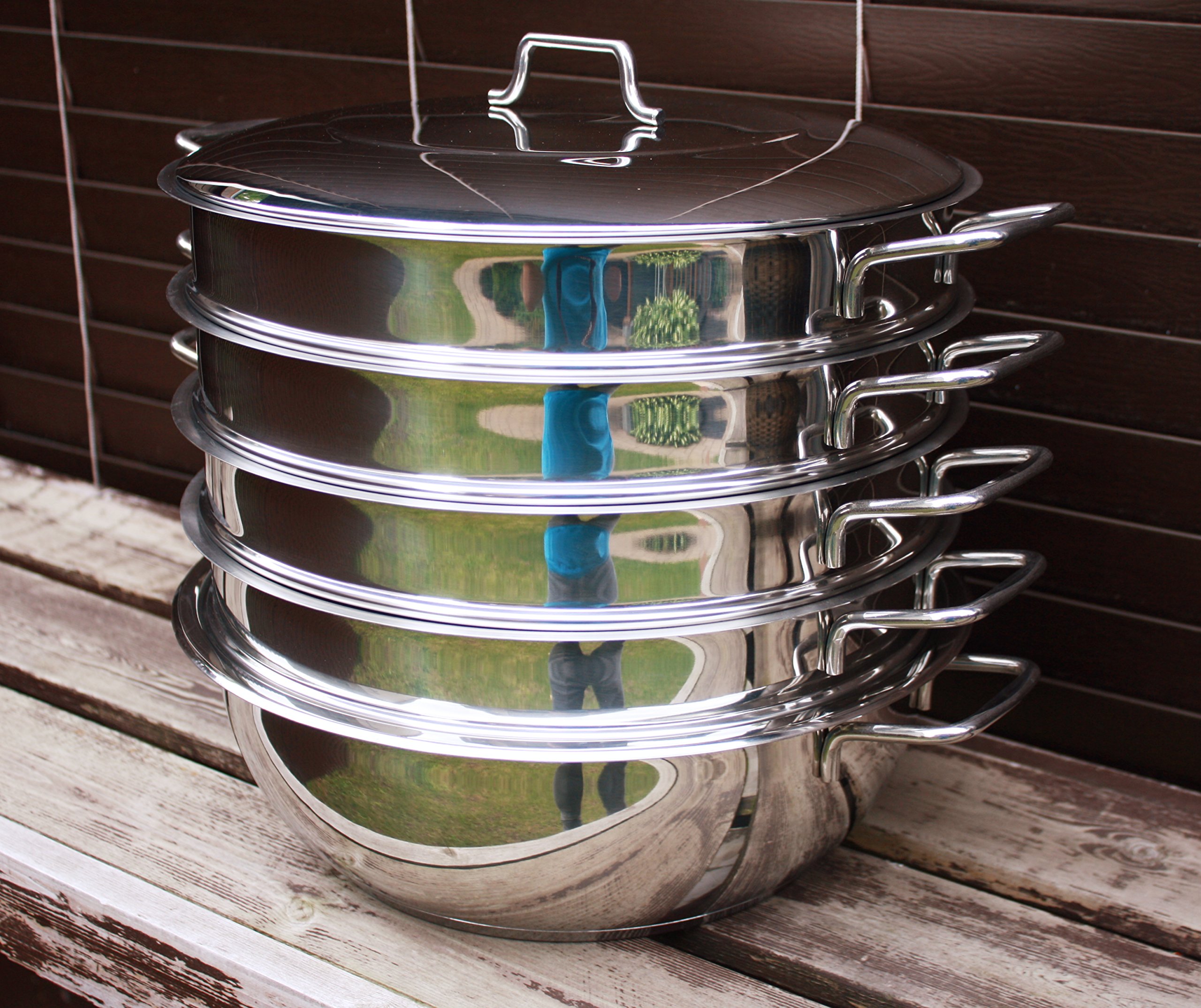 Stainless Steel Dumpling Steamer Set - 6-Piece Oriental Uzbek Mantovarka for Manti (30cm) - Perfect for Homemade Dumplings, Asian Cuisine & Family Cooking