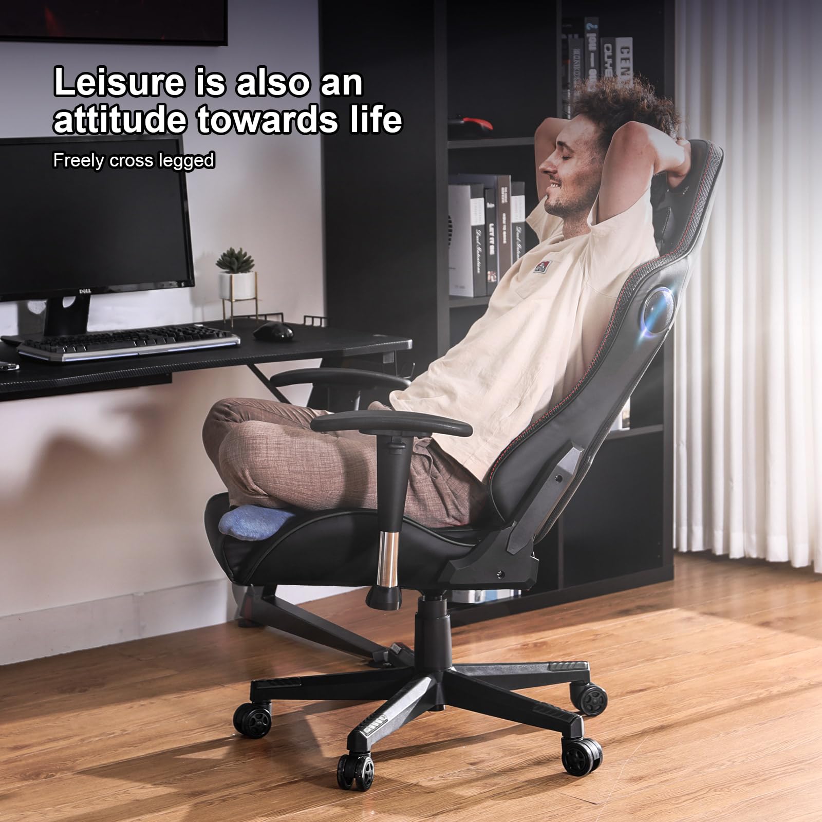 GTRACING Ergonomic Gaming Chair with Bluetooth Speakers - Heavy Duty Office Computer Desk Chair for Video Games & Music - Black - Perfect for Gaming, Streaming & Home Office Use