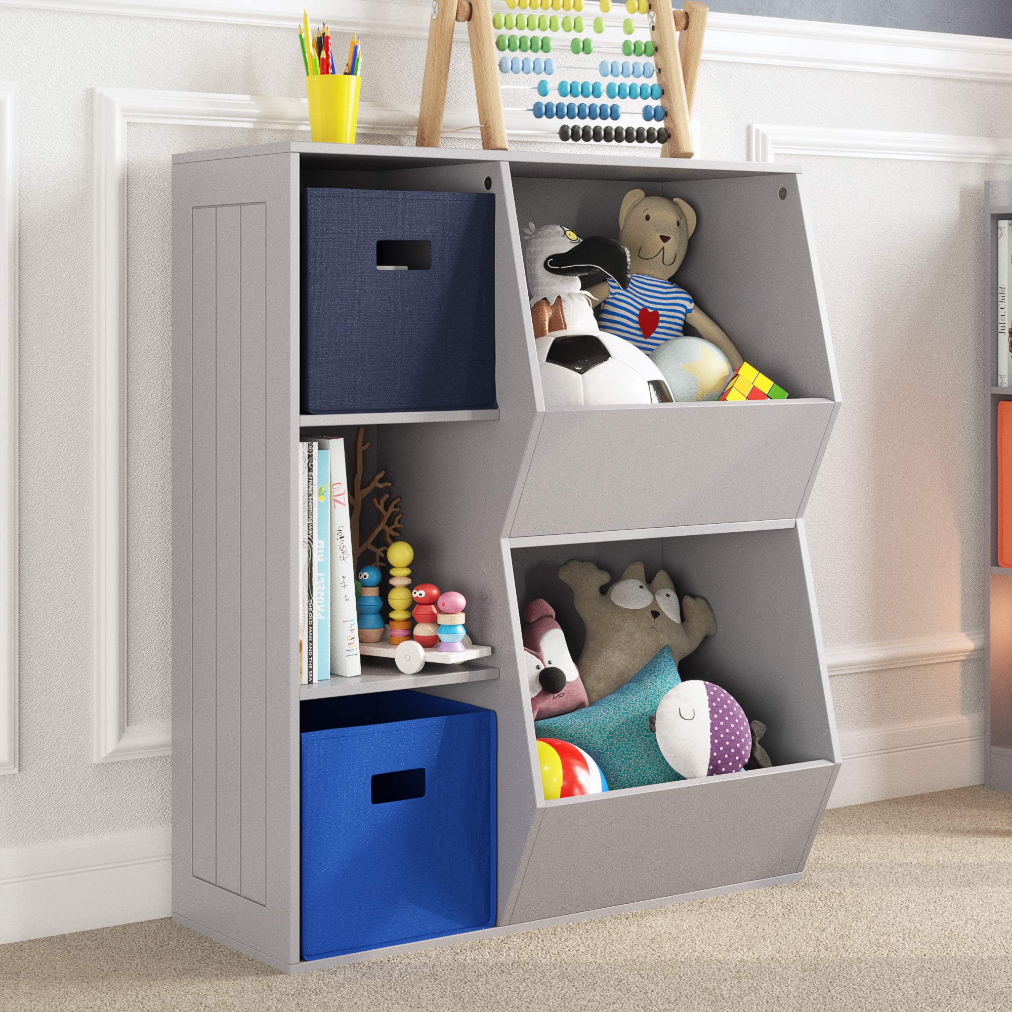 RiverRidge 02-147 Gray Floor Storage Cabinet - One Size - Perfect for Living Room, Bedroom, or Office Organization