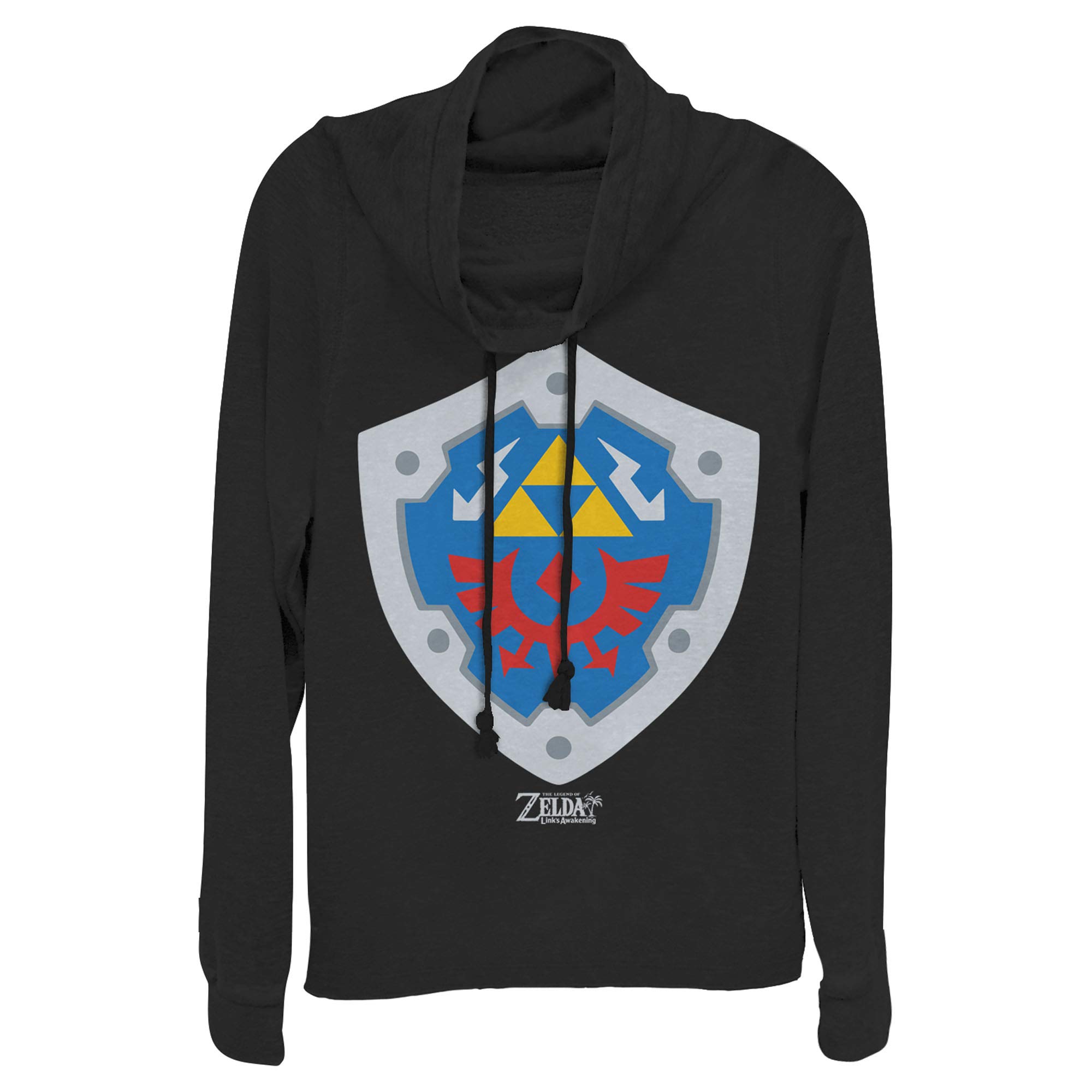 Nintendo Legend of Zelda Link's Awakening Hylian Shield Hoodie - Junior's Cowl Neck Sweatshirt for Gaming Fans & Cosplay