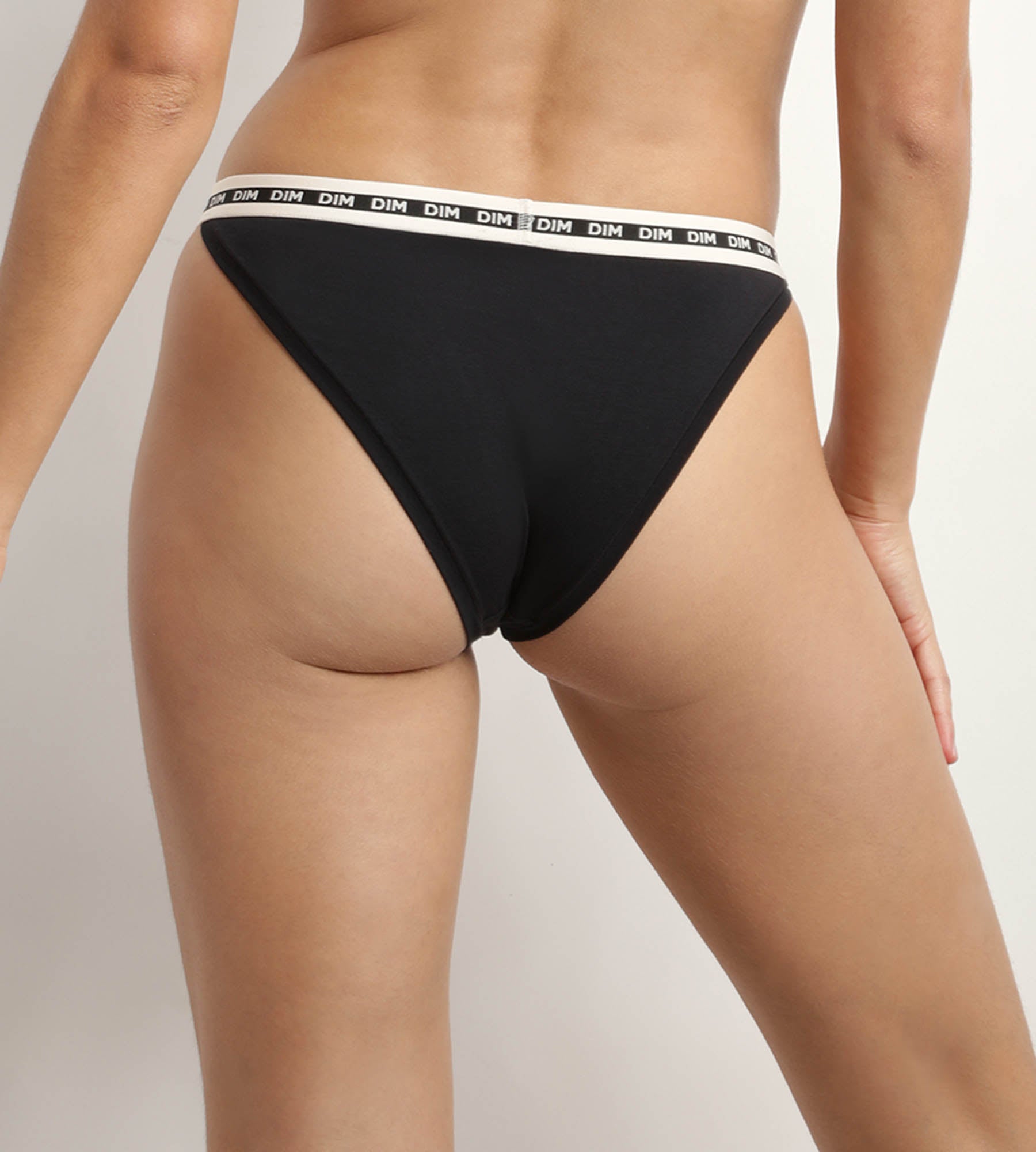 Black Modal Cotton Thong with Beige Belt - Dim Icons Essentials - Perfect for Everyday Comfort & Lingerie Layering