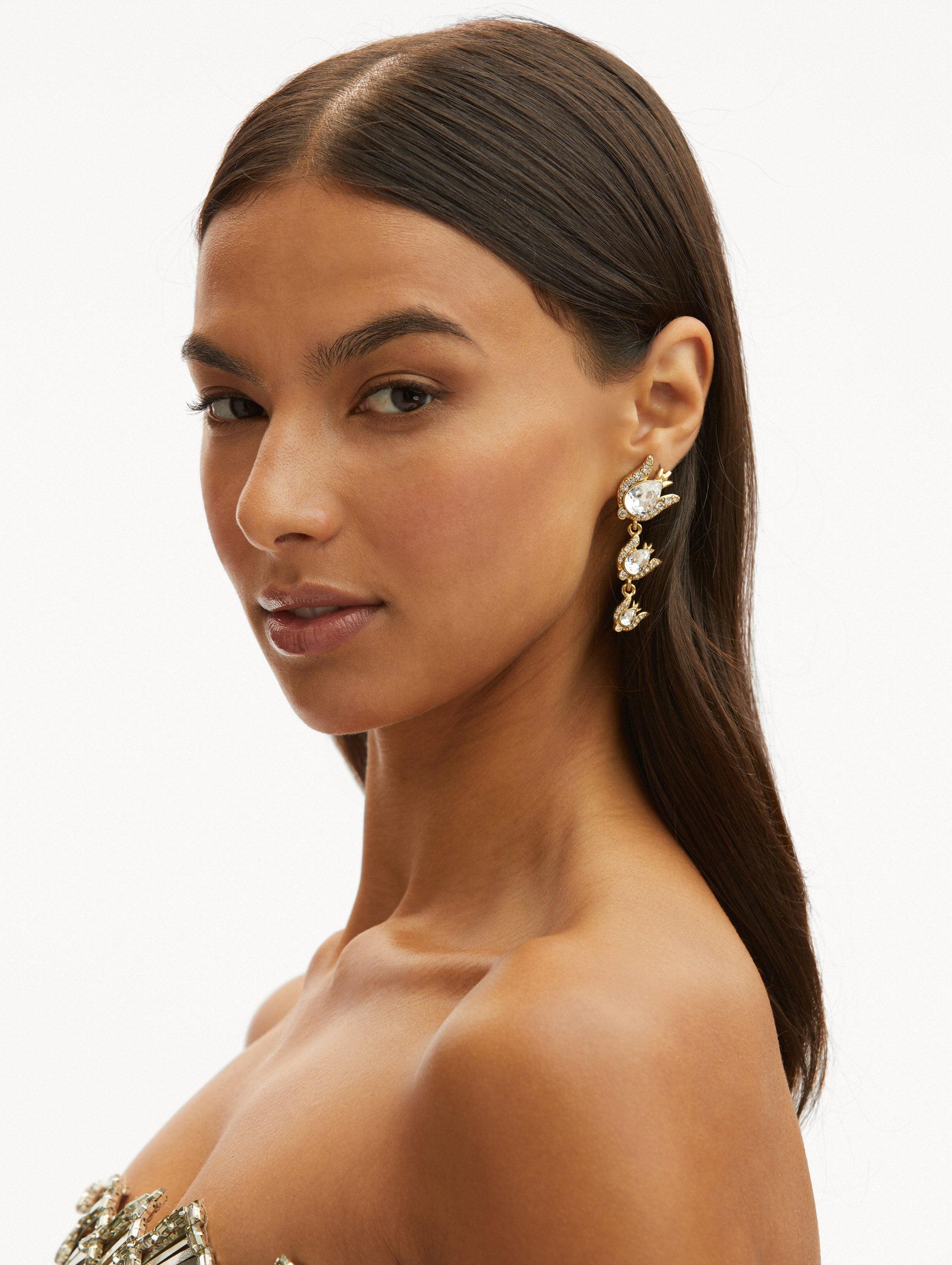 Exquisite Crystal Rose Drop Earrings for Women - Elegant Dangling Floral Jewelry for Weddings, Parties & Special Occasions