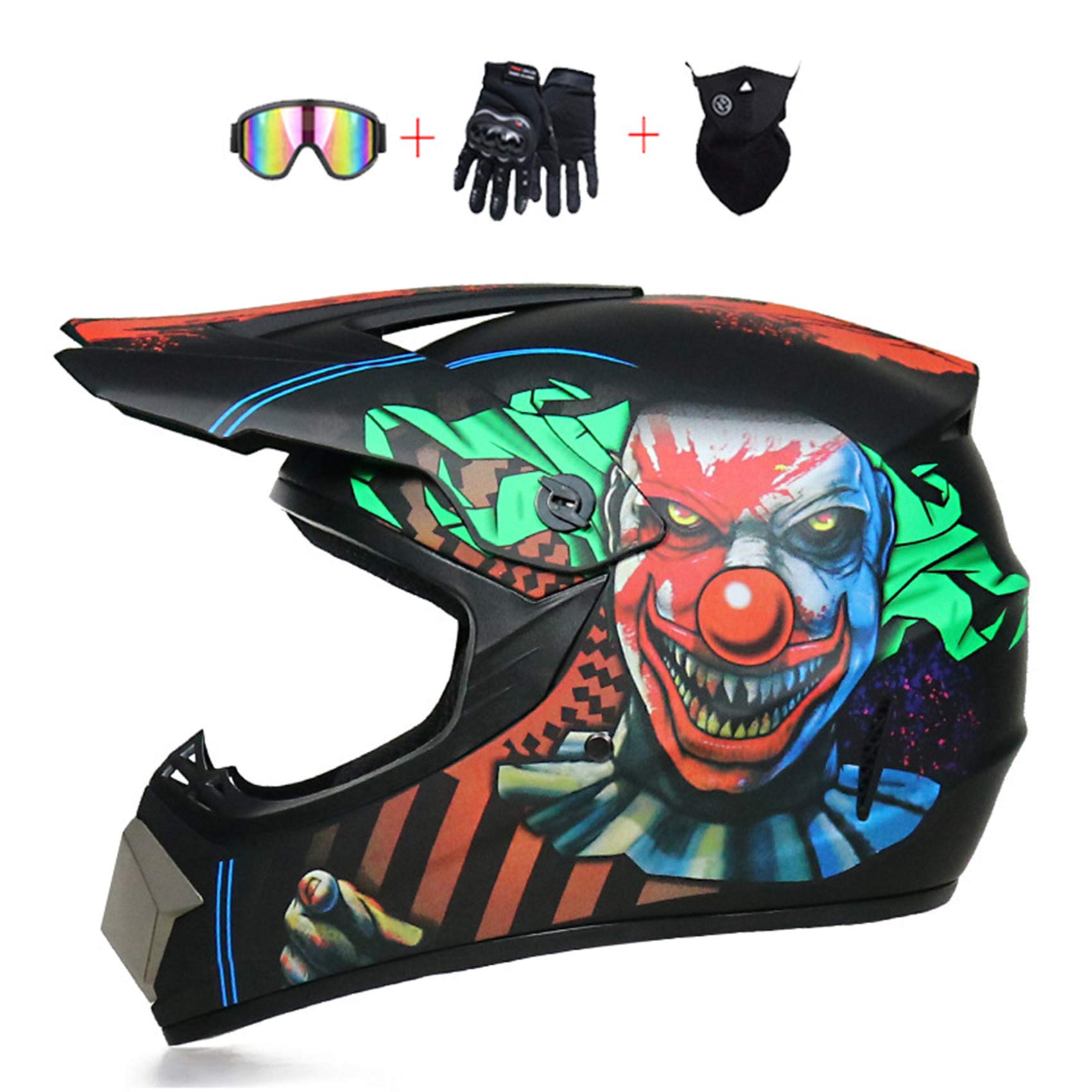 STARMOON DOT Approved Motocross Helmet - Off Road ATV & Motorcycle Helmet for Men & Women - MX MTB BMX Downhill Riding with Goggles & Neck Gaiter - Perfect for Motocross, Trail Riding & Dirt Biking Adventures