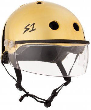 S1 Lifer Visor Helmet - Gold Mirror Motorcycle Helmet for Men & Women - UV Protection, Anti-Fog, Lightweight for Street Bike, Cruiser, Scooter Riding