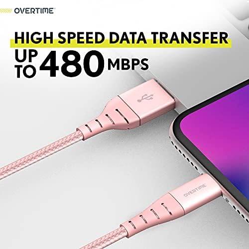 Premium MFI Certified Lightning Cable - 6ft Fast Charging USB A to Lightning Cable for iPhone, iPad, iPod | Durable & Portable Apple Charger Cord | Rose Gold | Perfect for Home, Office & Travel Charging