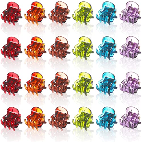 Colorful 24 Pcs Mini Hair Claw Clips - Non-Slip Tiny Hair Clamps for Women & Girls - Perfect for School, Work & Styling
