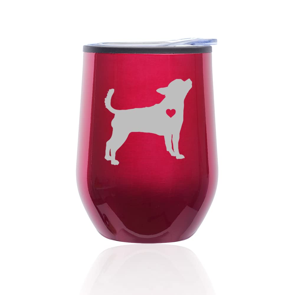 Insulated Stemless Wine Tumbler with Lid - Cute Chihuahua & Heart Design Travel Mug for Coffee, Tea & Hot/Cold Drinks - Perfect for Office, Picnics & Gifts (Fuchsia)