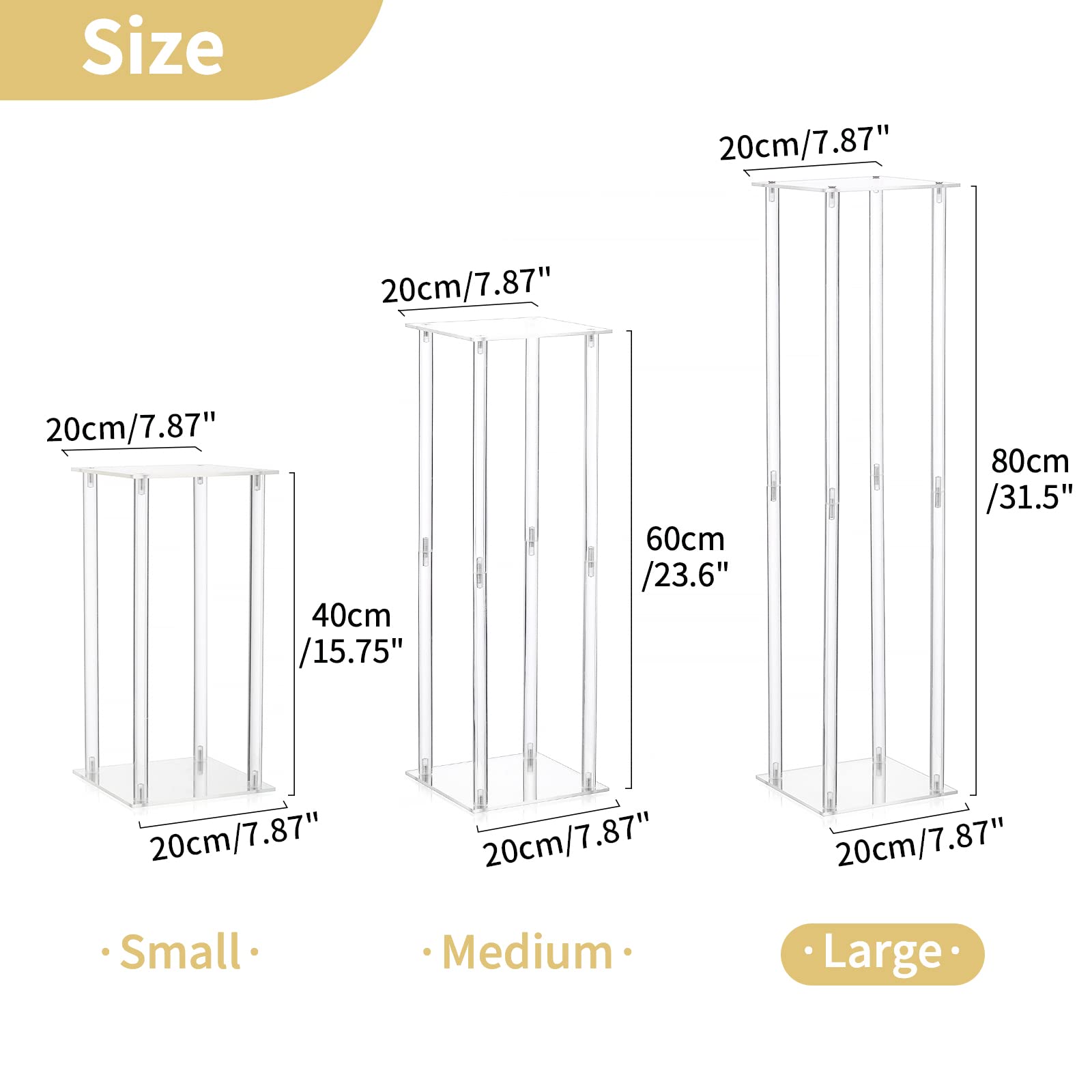 10-Pack 31.5 Inch Tall Acrylic Wedding Vases - Elegant Geometric Flower Centerpieces for Wedding Tables, Party Decorations & Bulk Event Decor | Perfect for Reception Tables, Bridal Showers & Banquet Decor