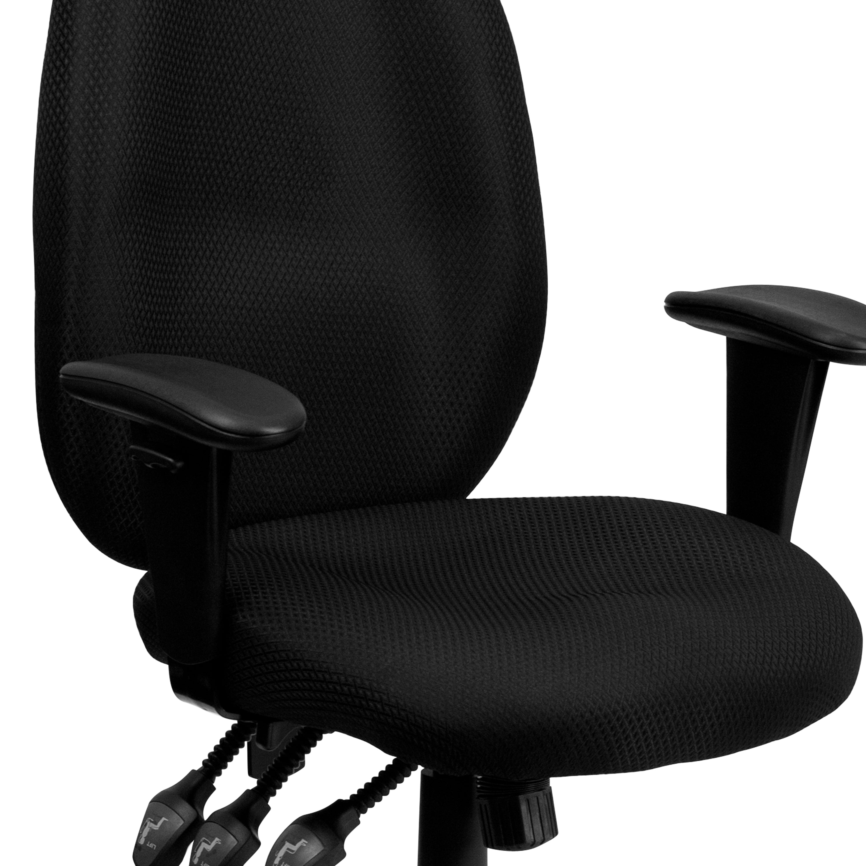Premium FLASH Rochelle High Back Ergonomic Office Chair - Adjustable Arms, Black Fabric, Swivel Executive Chair for Home & Office Workspaces - Perfect for Long Hours of Comfortable Working
