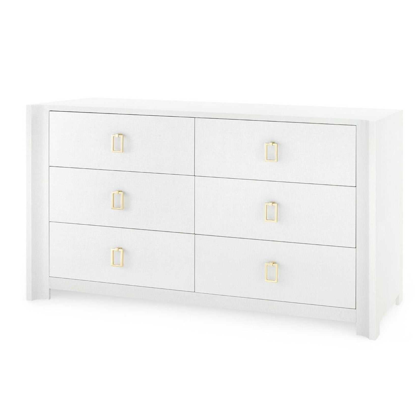 Audrey 6-Drawer Chest Dresser in Cream - Customizable Pulls for Bedroom & Living Room Storage