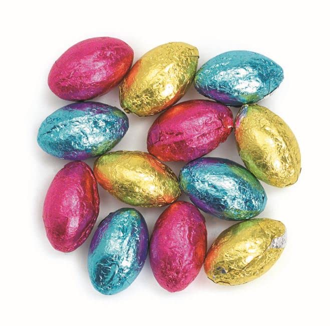 Fun Express Individually Wrapped Chocolate Candy Eggs - 90 Count Foil-Wrapped Easter Treats for Party Favors, Gift Baskets & Holiday Celebrations