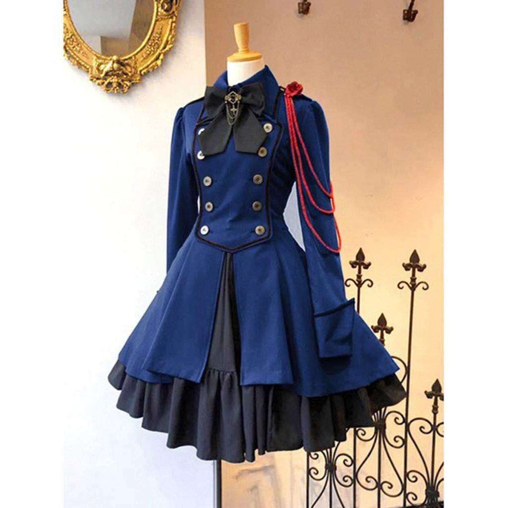 Gothic Lolita Dress for Women - Vintage Bow & Ruffle Steampunk Long Sleeve Renaissance Costume | Perfect for Cosplay, Halloween, and Themed Parties