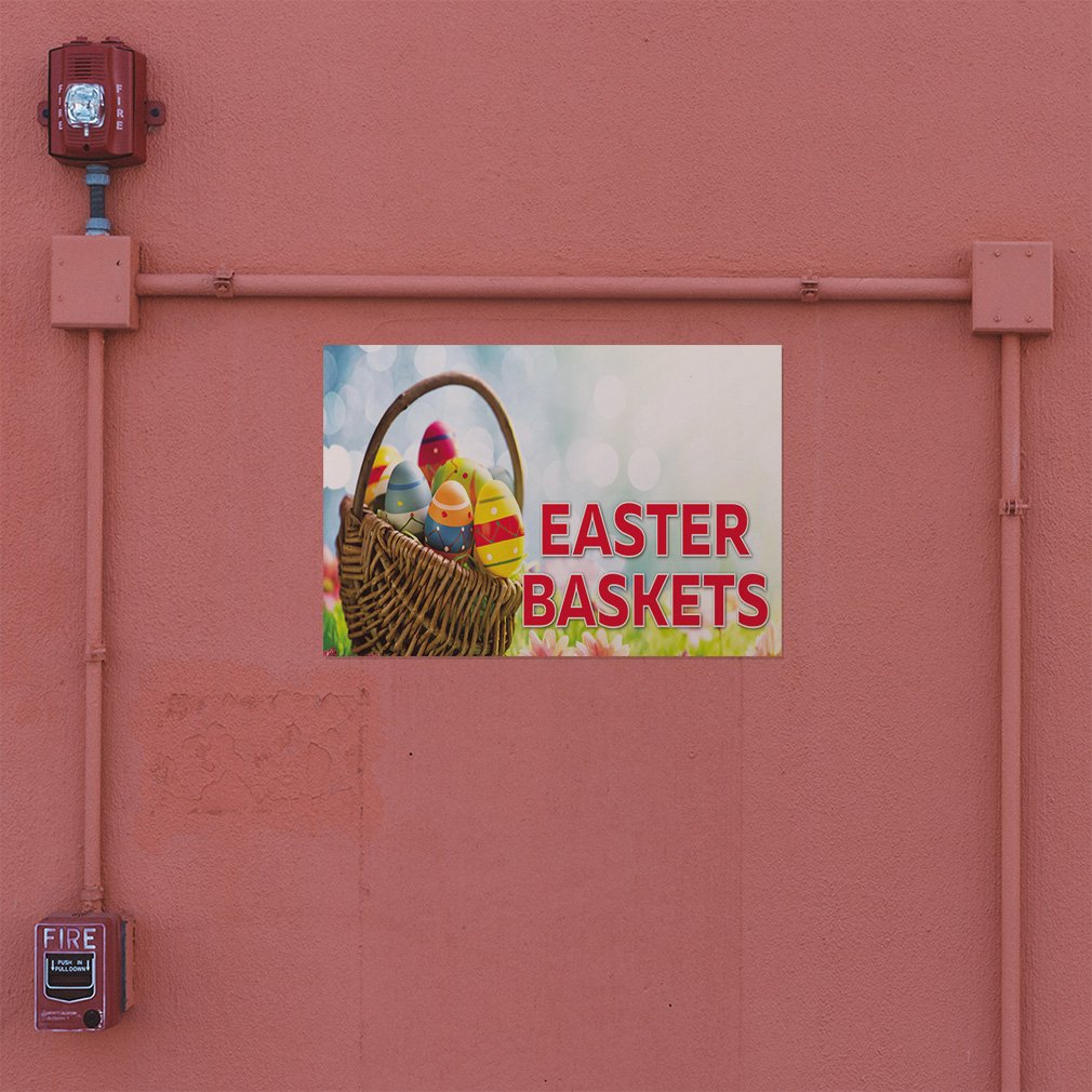 Easter Basket Decal Stickers - 10x7 Inches Vinyl Safety Sign Labels for Holidays & Events - Durable Industrial Vinyl for Advertising, Printing & Home Decor