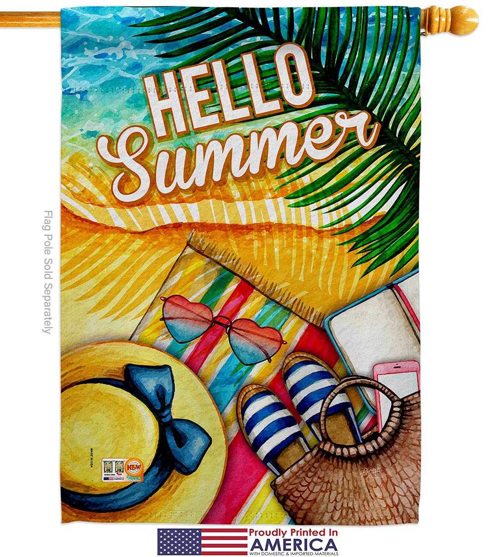 Beach House Flag - Coastal Tropical Decor for Yard & Outdoor Summer