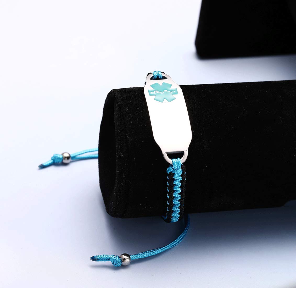 Custom Medical Alert Bracelets for Women - Free Engraving, Adjustable 6.5-8.5 Inch Nylon Braided ID Bracelet - Personalized Handmade Emergency Medical Jewelry - Perfect for Allergies, Diabetes & Daily Safety