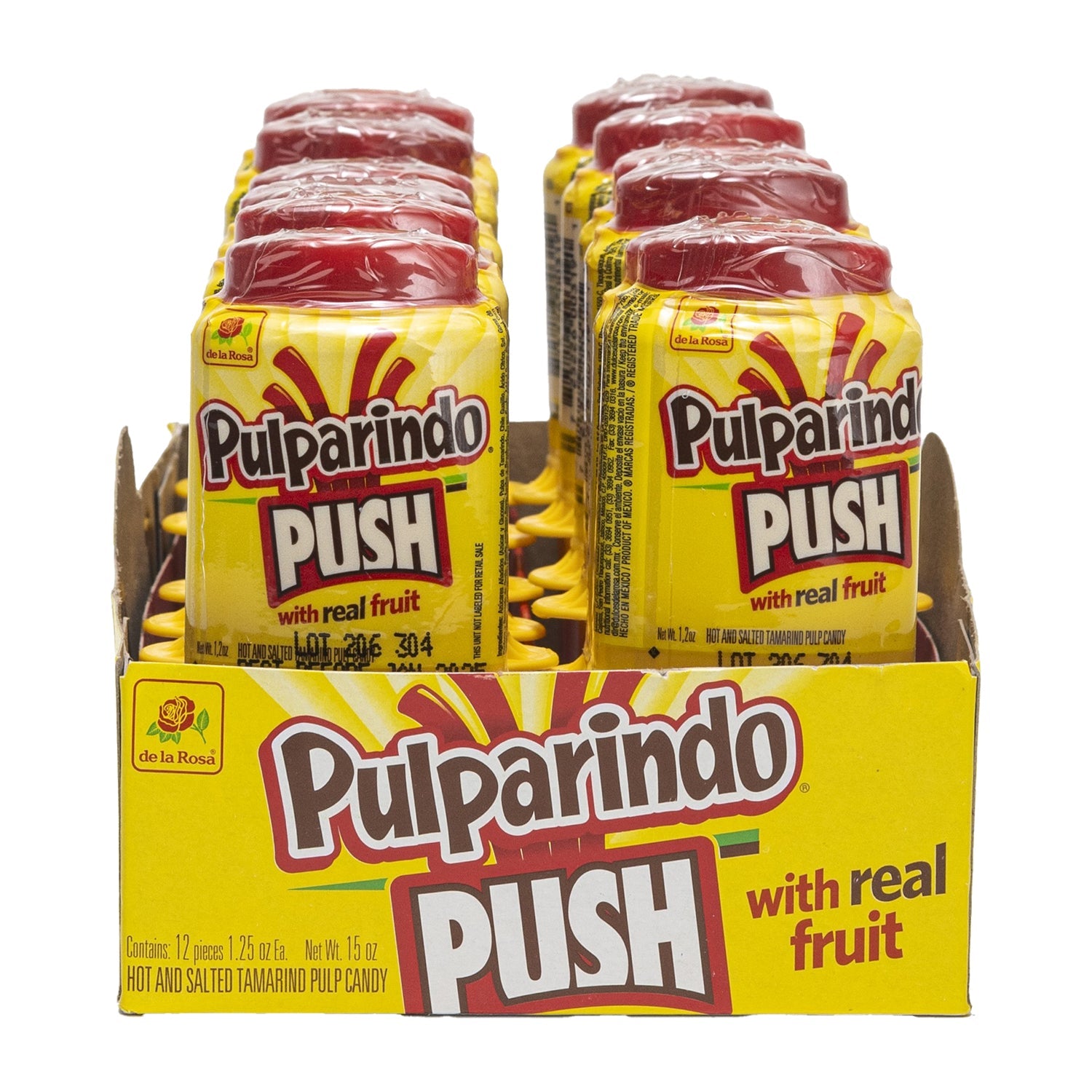 De La Rosa Pulparindo Tamarindo Candy - 12ct Box | Authentic Mexican Tamarind Candy for Snacking, Parties & Gifting