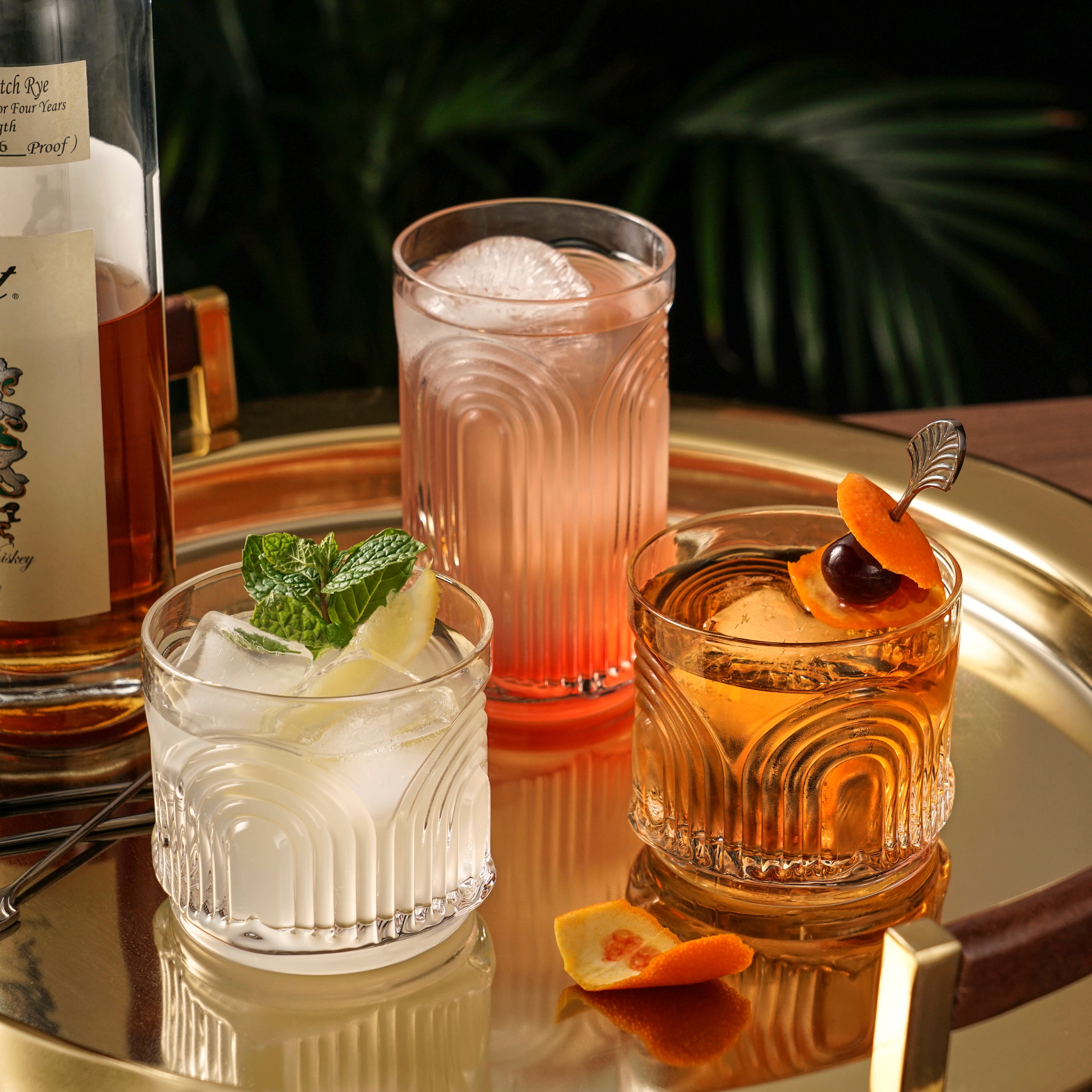 Deco Beau Crystal Lowball Tumblers Set of 4 - Elegant Whiskey Glasses for Bourbon, Scotch & Cocktails - Perfect for Home Bar, Parties & Gifts